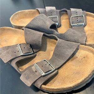 Birkenstock Men's Gray Suede Sandals